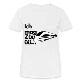 Ich mag Züge - Frauen T-Shirt atmungsaktiv - Weiß - Vorne - AI Model Female 172 dark (172cm)
