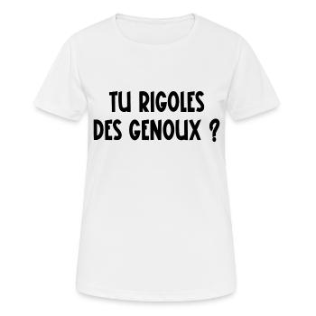 tu rigoles des genoux - T-shirt respirant Femme - blanc - Devant - AI Model Female 172 dark (172cm)