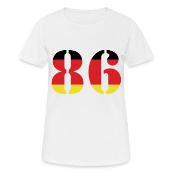 86 Zahl Trikot Deutschland - Frauen T-Shirt atmungsaktiv - Weiß - Vorne - AI Model Female 172 dark (172cm)