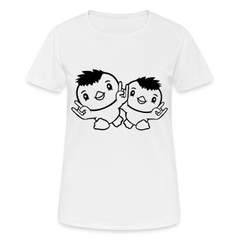 2 Heavy Metal Ente Vogel Team Küken Rock Handgeste - Frauen T-Shirt atmungsaktiv - Weiß - Vorne - AI Model Female 172 dark (172cm)