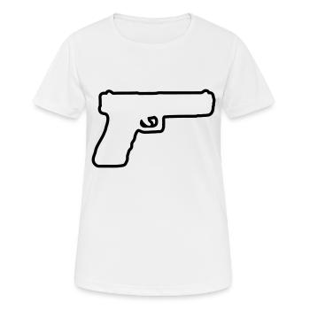 Conception du pistolet 01 - T-shirt respirant Femme - blanc - Devant - AI Model Female 172 dark (172cm)