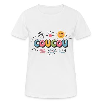 Design Joyeux - Coucou - T-shirt respirant Femme - blanc - Devant - AI Model Female 172 dark (172cm)