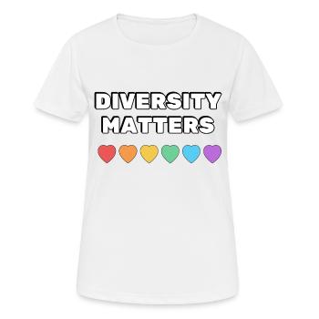 Diversity Matters Rainbow Hearts - Women's Breathable T-Shirt - white - Front - AI Model Female 172 dark (172cm)
