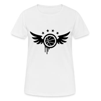 Basketball Emblem (Flügel) 01 - Frauen T-Shirt atmungsaktiv - Weiß - Vorne - AI Model Female 172 dark (172cm)
