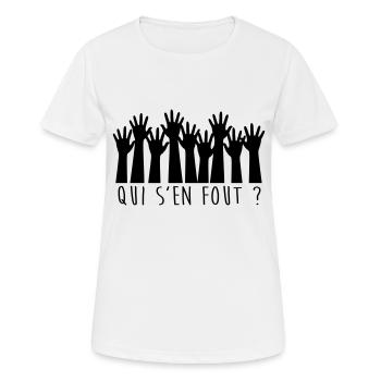 Qui s'en Fout ? - T-shirt respirant Femme - blanc - Devant - AI Model Female 172 dark (172cm)