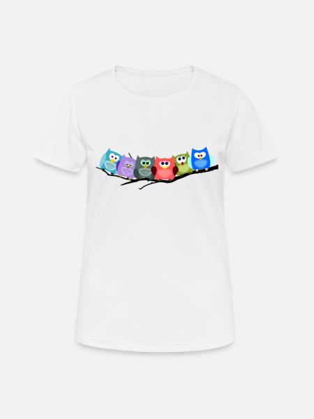Cooles buntes Eulen Motiv - Frauen T-Shirt atmungsaktiv - Weiß