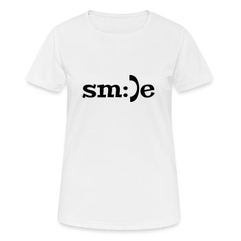 Sourire sourire sourire smiley - T-shirt respirant Femme - blanc - Devant - AI Model Female 172 dark (172cm)