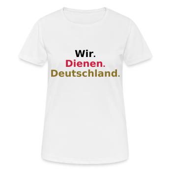 Wir Dienen Deutschland - Frauen T-Shirt atmungsaktiv - Weiß - Vorne - AI Model Female 172 dark (172cm)