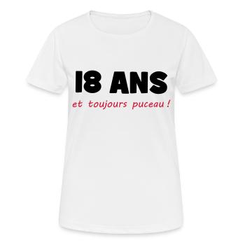18 ans et toujours puceau ! - T-shirt respirant Femme - blanc - Devant - AI Model Female 172 dark (172cm)
