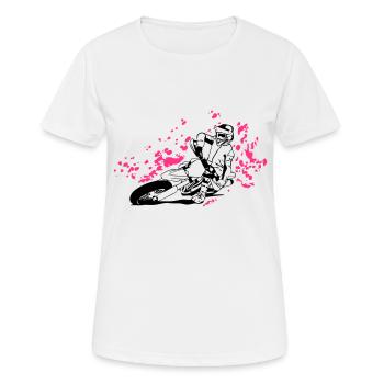Supermoto - Frauen T-Shirt atmungsaktiv - Weiß - Vorne - AI Model Female 172 dark (172cm)
