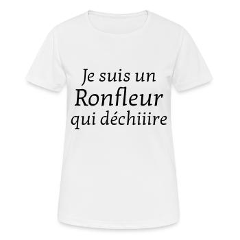 Ronfler / Ronfleur / Ronfleuse / Ronflement - T-shirt respirant Femme - blanc - Devant - AI Model Female 172 dark (172cm)