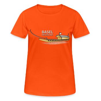 FAEHRI SCHIFF BASEL - Frauen T-Shirt atmungsaktiv - Neonorange - Vorne - AI Model Female 172 dark (172cm)