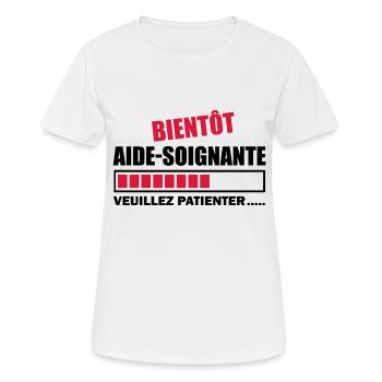 bientôt aide-soignante / future aide-soignante - T-shirt respirant Femme - blanc - Devant - AI Model Female 172 dark (172cm)