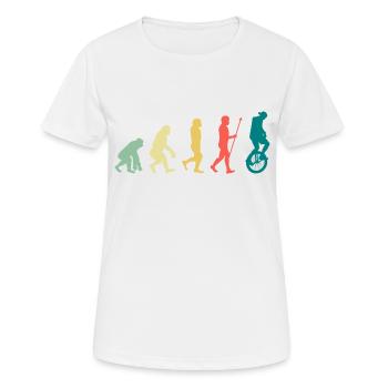 Unicycle Evolution Unicyclist Unicycling - Women's Breathable T-Shirt - white - Front - AI Model Female 172 dark (172cm)