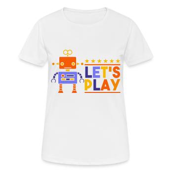 ROBOTER LASS UNS SPIELEN by The Manzanita´s - Frauen T-Shirt atmungsaktiv - Weiß - Vorne - AI Model Female 172 dark (172cm)