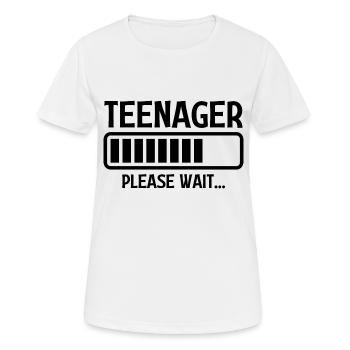 Teenager bitte warten - Frauen T-Shirt atmungsaktiv - Weiß - Vorne - AI Model Female 172 dark (172cm)