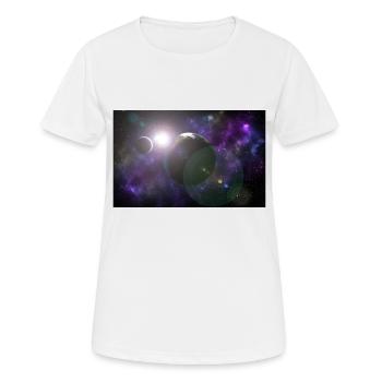 Mond und Erde mit Sonne - Frauen T-Shirt atmungsaktiv - Weiß - Vorne - AI Model Female 172 dark (172cm)