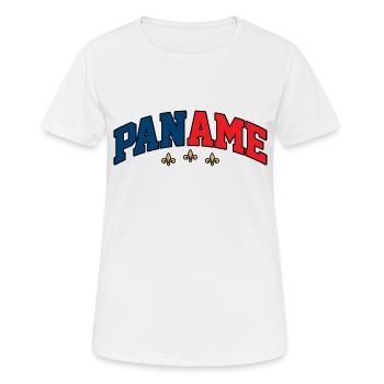 Logo Paname : Design collégial couleurs de Paris - T-shirt respirant Femme - blanc - Devant - AI Model Female 172 dark (172cm)