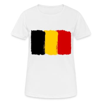 Belgien Flagge used look - Frauen T-Shirt atmungsaktiv - Weiß - Vorne - AI Model Female 172 dark (172cm)