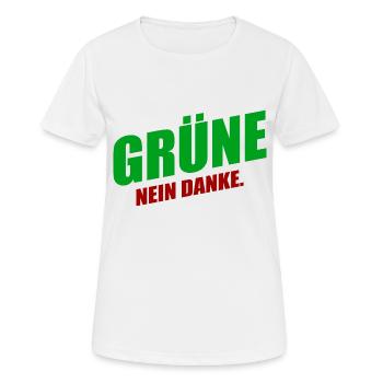 Grüne nein danke - Frauen T-Shirt atmungsaktiv - Weiß - Vorne - AI Model Female 172 dark (172cm)