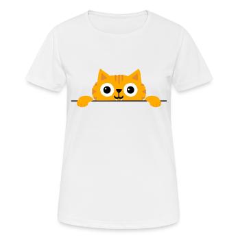 Funny cat looks over an edge - Cat child - Women's Breathable T-Shirt - white - Front - AI Model Female 172 dark (172cm)