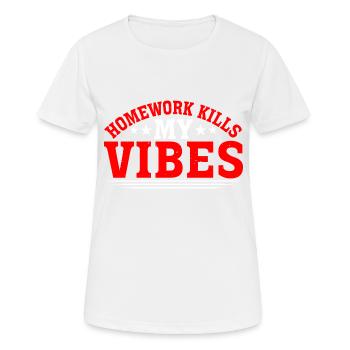 Les devoirs tuent mes vibrations 3 - T-shirt respirant Femme - blanc - Devant - AI Model Female 172 dark (172cm)