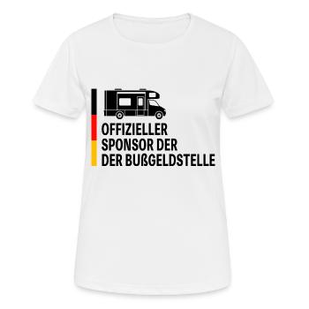 Offizieler Sponsor der Bußgeldstelle Camping - Frauen T-Shirt atmungsaktiv - Weiß - Vorne - AI Model Female 172 dark (172cm)