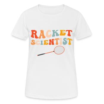 Lustiger Badminton Wissenschaftlicher Schlägerspieler - Frauen T-Shirt atmungsaktiv - Weiß - Vorne - AI Model Female 172 dark (172cm)