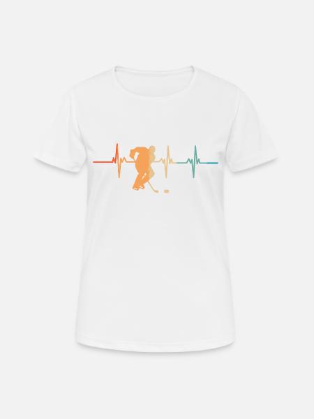Hockey-Herzschlag - Frauen T-Shirt atmungsaktiv - Weiß