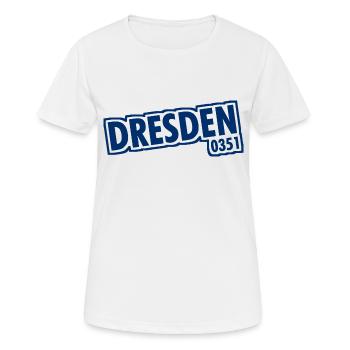 Dresde - 0351 - Indicatif régional - Saxe - T-shirt respirant Femme - blanc - Devant - AI Model Female 172 dark (172cm)