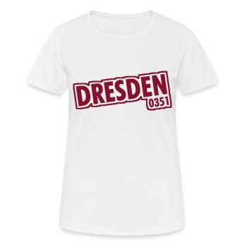 Dresde - 0351 - Indicatif régional - Saxe - T-shirt respirant Femme - blanc - Devant - AI Model Female 172 dark (172cm)