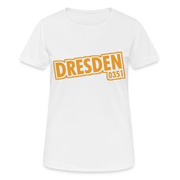 Dresde - 0351 - Indicatif régional - Saxe - T-shirt respirant Femme - blanc - Devant - AI Model Female 172 dark (172cm)