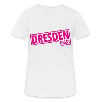 Dresde - 0351 - Indicatif régional - Saxe - T-shirt respirant Femme - blanc - Devant - AI Model Female 172 dark (172cm)