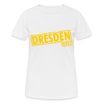 Dresde - 0351 - Indicatif régional - Saxe - T-shirt respirant Femme - blanc - Devant - AI Model Female 172 dark (172cm)