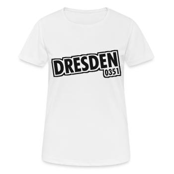 Dresde - 0351 - Indicatif régional - Saxe - T-shirt respirant Femme - blanc - Devant - AI Model Female 172 dark (172cm)
