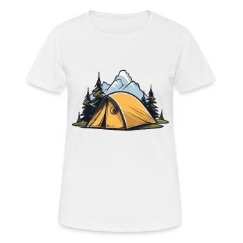 Tente de camping en plein air - T-shirt respirant Femme - blanc - Devant - AI Model Female 172 dark (172cm)