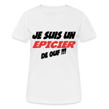 Je suis un EPICIER de ouf!!! - T-shirt respirant Femme - blanc - Devant - AI Model Female 172 dark (172cm)