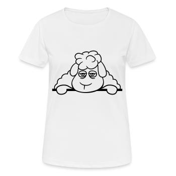 mouton fatigué s’ennuie derrière la clôture panneau mural - T-shirt respirant Femme - blanc - Devant - AI Model Female 172 dark (172cm)