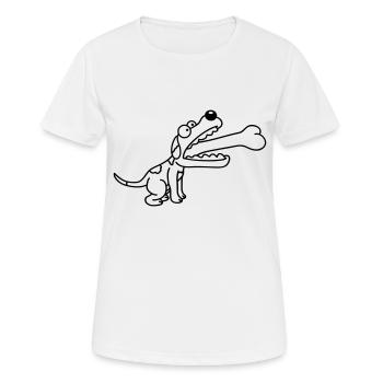 Hund Gierig Hungrig Großer Knochen Verschluckt - Frauen T-Shirt atmungsaktiv - Weiß - Vorne - AI Model Female 172 dark (172cm)