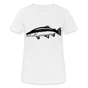 Lachs - Frauen T-Shirt atmungsaktiv - Weiß - Vorne - AI Model Female 172 dark (172cm)