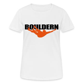Sport "Bouldern" mit Kletterer - Frauen T-Shirt atmungsaktiv - Weiß - Vorne - AI Model Female 172 dark (172cm)