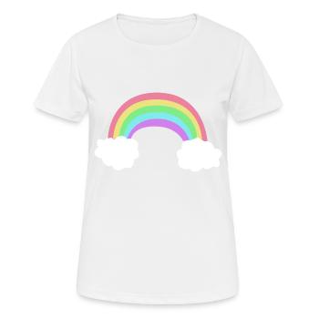 Regenbogen Wolken - Frauen T-Shirt atmungsaktiv - Weiß - Vorne - AI Model Female 172 dark (172cm)