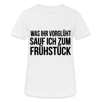 saufen - Frauen T-Shirt atmungsaktiv - Weiß - Vorne - AI Model Female 172 dark (172cm)