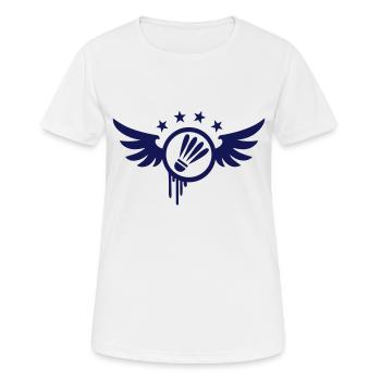 Badminton Emblem (Flügel) 01 - Frauen T-Shirt atmungsaktiv - Weiß - Vorne - AI Model Female 172 dark (172cm)