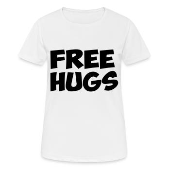 free hugs free hugs quote humor fun hug - Women's Breathable T-Shirt - white - Front - AI Model Female 172 dark (172cm)