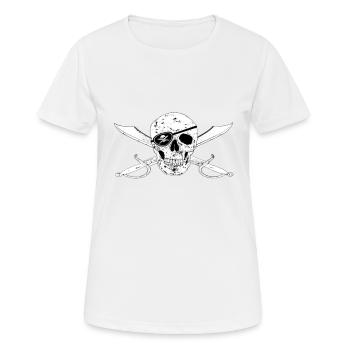 Piratenflagge Jolly Roger m Augenklappe - Frauen T-Shirt atmungsaktiv - Weiß - Vorne - AI Model Female 172 dark (172cm)