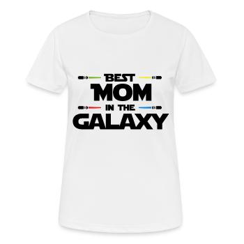 Meilleure maman dans le Galaxy ! NOIR - T-shirt respirant Femme - blanc - Devant - AI Model Female 172 dark (172cm)