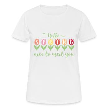 Bonjour Printemps - T-shirt respirant Femme - blanc - Devant - AI Model Female 172 dark (172cm)