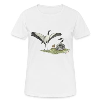 Famille de grues avec poussins - T-shirt respirant Femme - blanc - Devant - AI Model Female 172 dark (172cm)