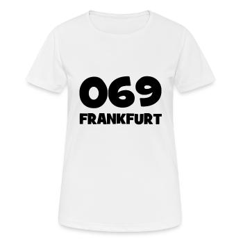 069 - Francfort - indicatif régional - téléphone - téléphone - T-shirt respirant Femme - blanc - Devant - AI Model Female 172 dark (172cm)